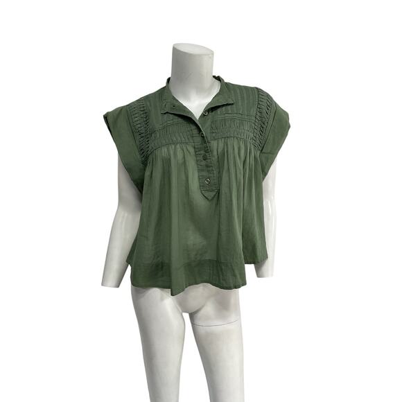 Isabel Marant Étoile 'Lapao' Green Cotton Voile Top Size 4 - Picture 1 of 4